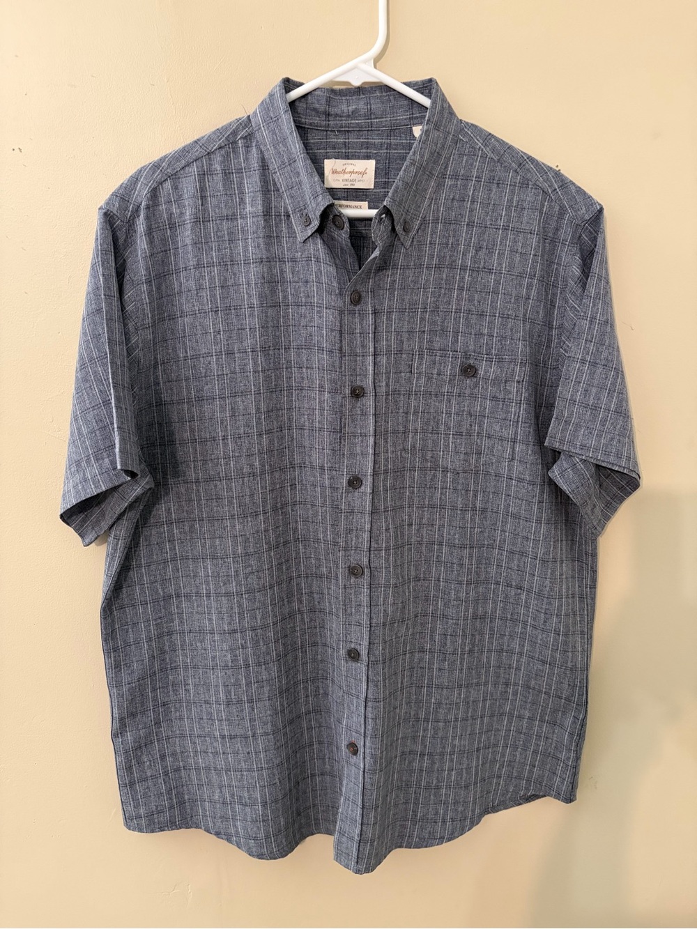 Weatherproof Men's Short-Sleeve Button-Down Shirt in Blue Plaid